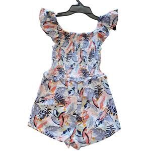 Vince Camuto Girls 12 Romper Pastel Peach Blue Hamptons Tween Beach